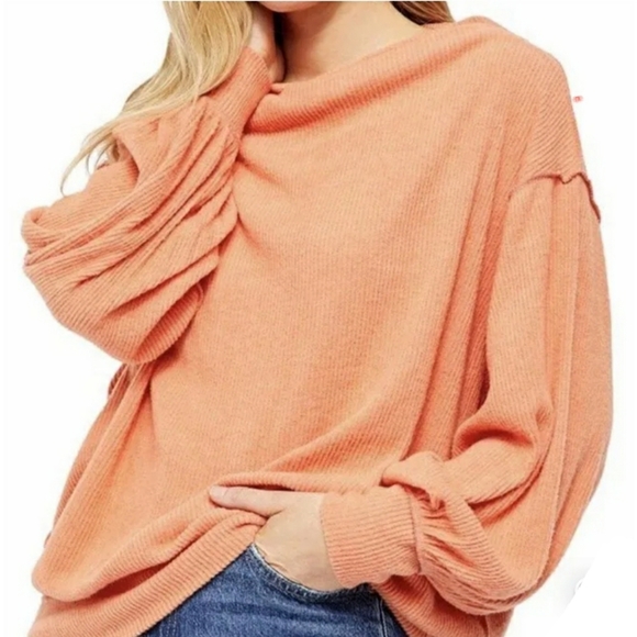 Free People Main Squeeze Hacci Balloon Sleeve Top - Picture 9 of 9